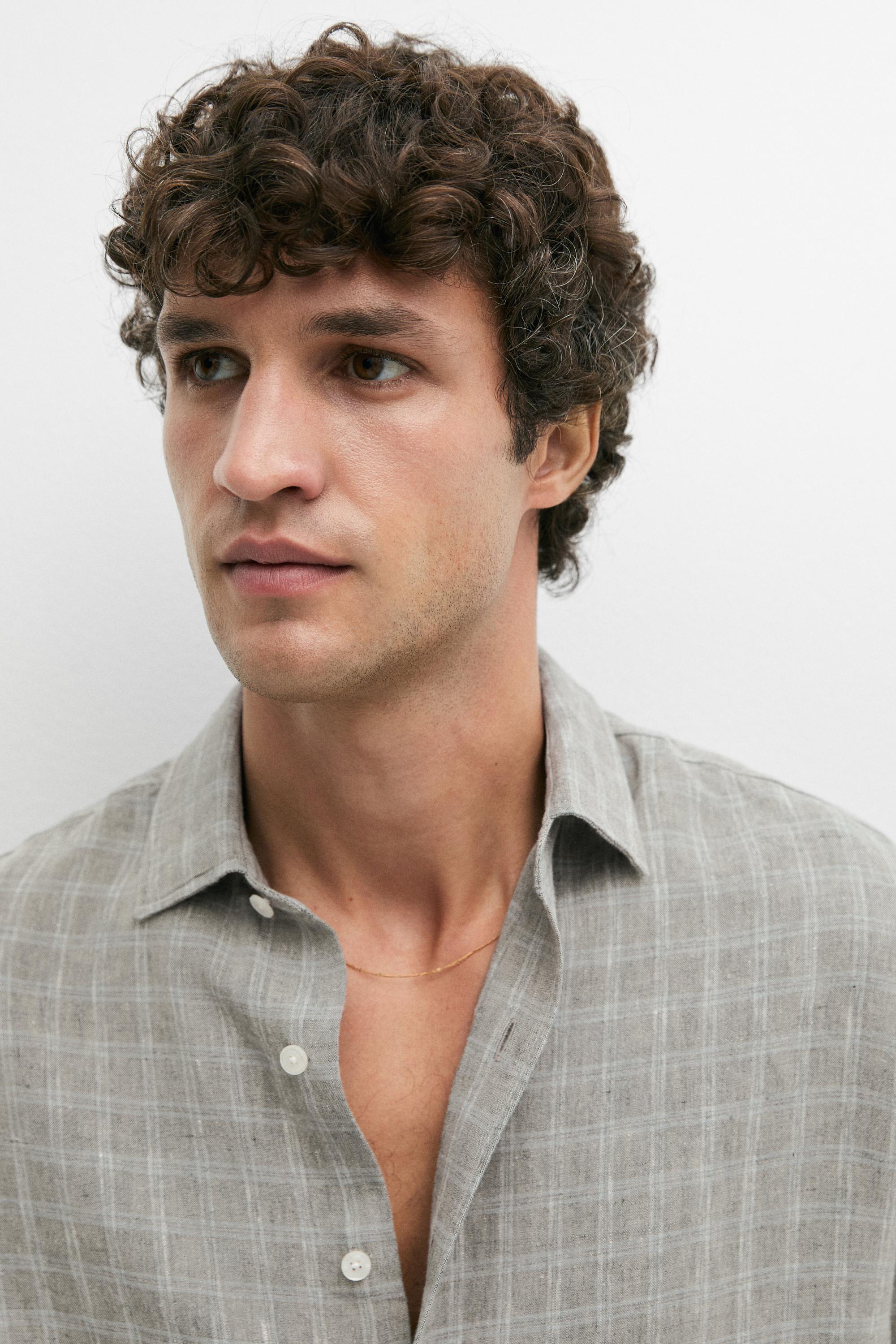 100% linen check shirt